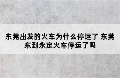 东莞出发的火车为什么停运了 东莞东到永定火车停运了吗